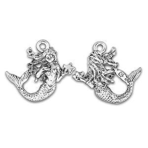 Silver Mermaid Holding Starfish Charm