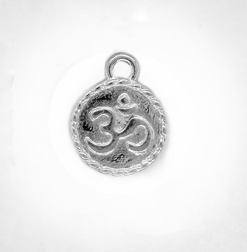 Silver Om Charm Size .75 X .75 Inches-Watchus