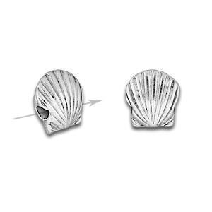 Silver Scallop Shell Bead