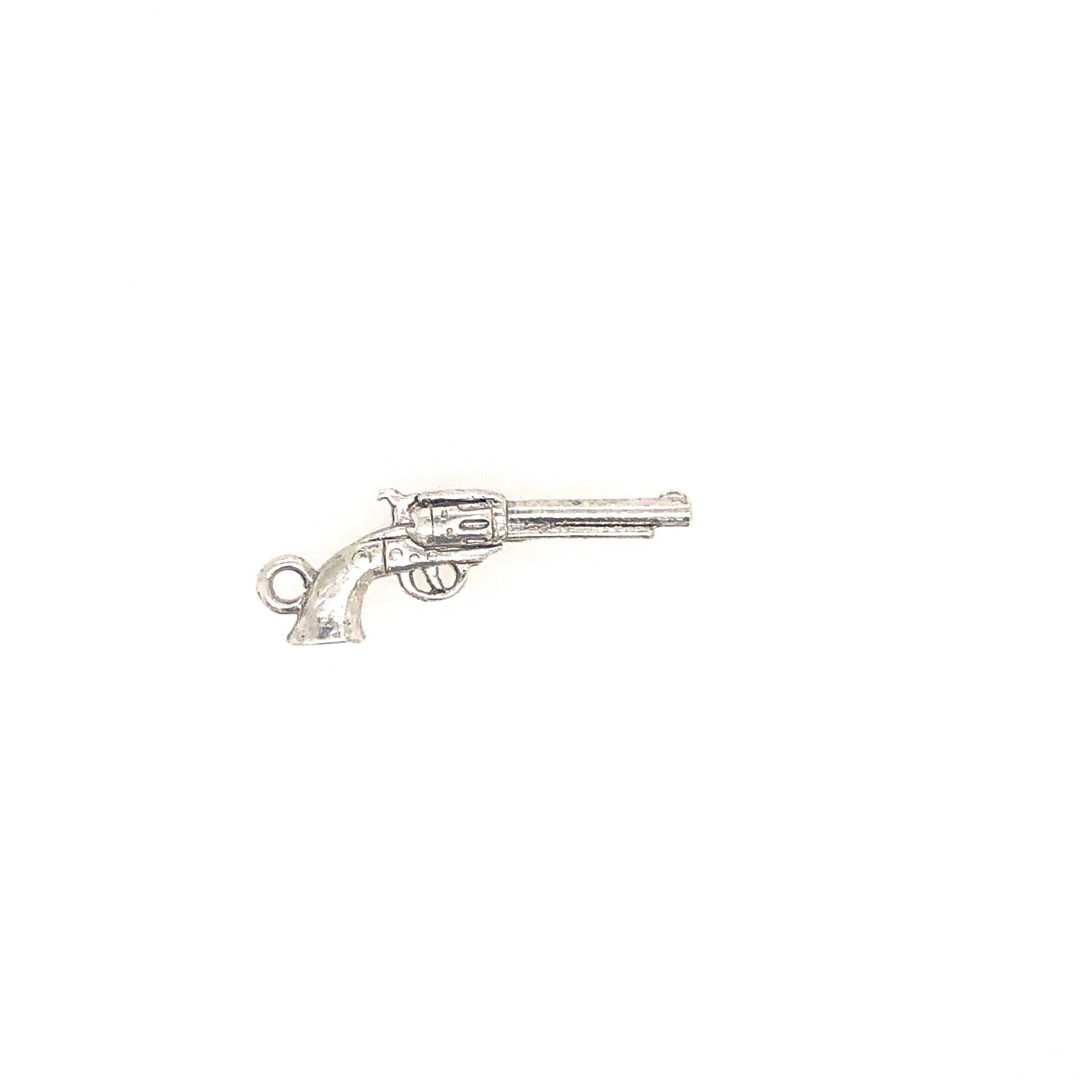 Silver Six Shooter Gun Charm