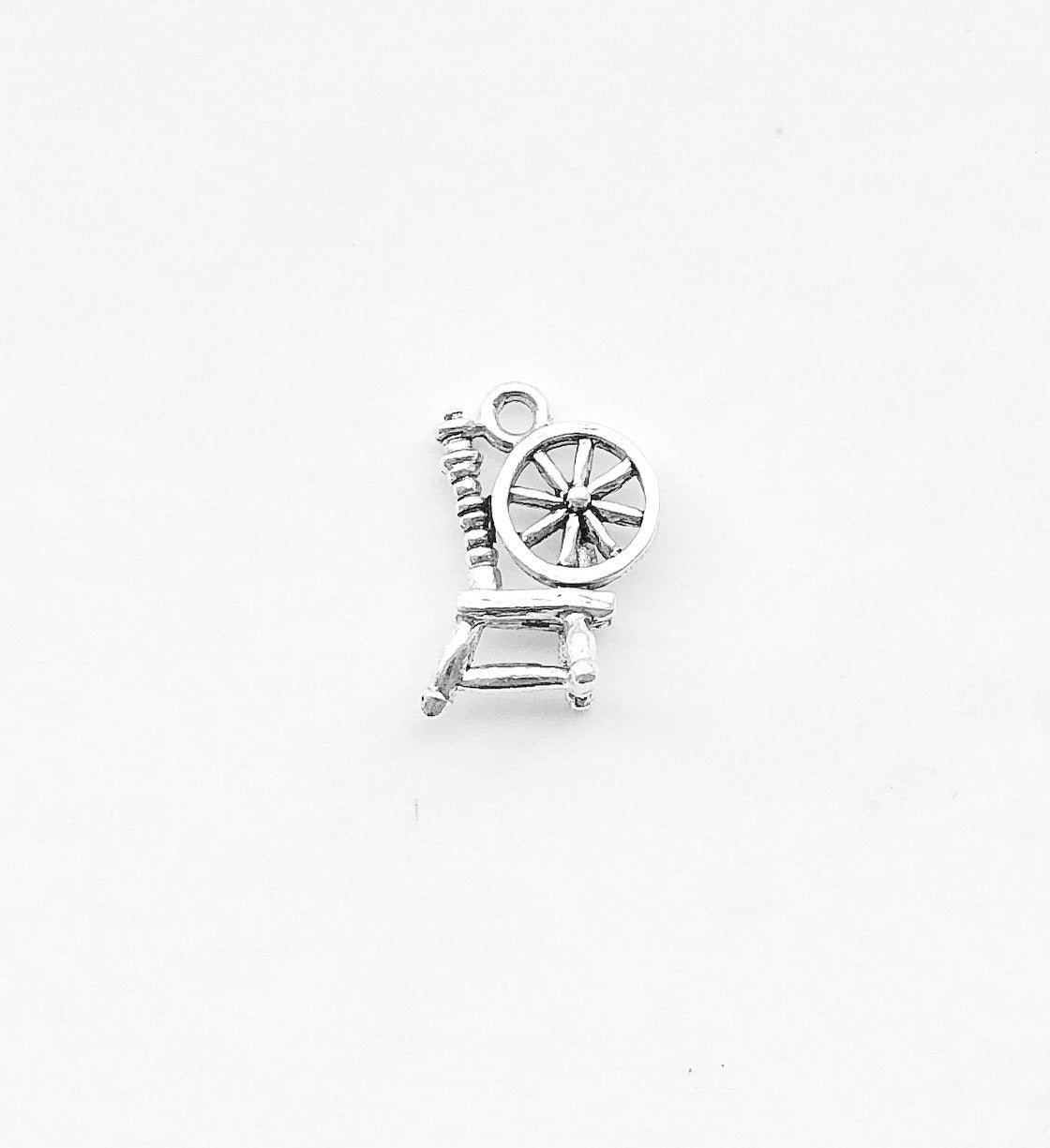Silver Spinning Wheel Charm