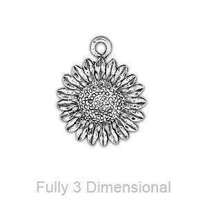 Silver Sunflower Charm