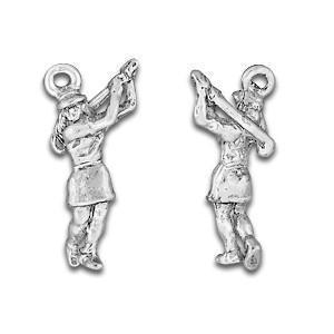 Silver Woman Golfer Sport Charm