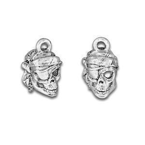 Skull With Scarf Pewter Charm-Watchus