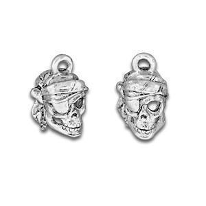 Skull With Scarf Pewter Charm