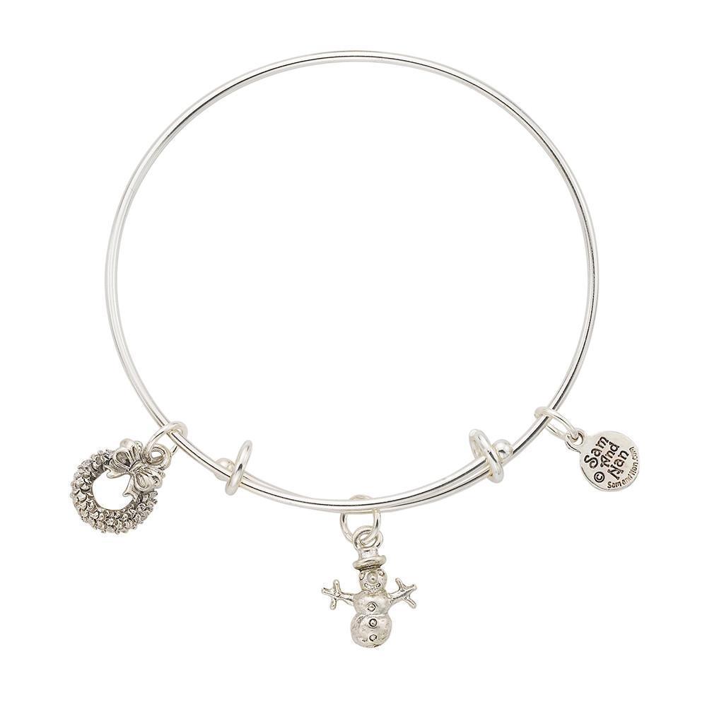 Snowman Wreath Bangle Bracelet-Watchus