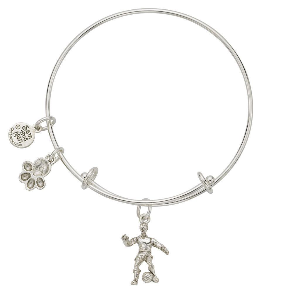 Soccer Player - Paw Charm Bangle Bracelet-Watchus