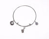 Spool and Button Silver Charm Bangle Bracelet-Watchus
