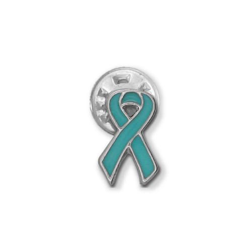 Teal Ovarian Cancer Ribbon Stick Pin