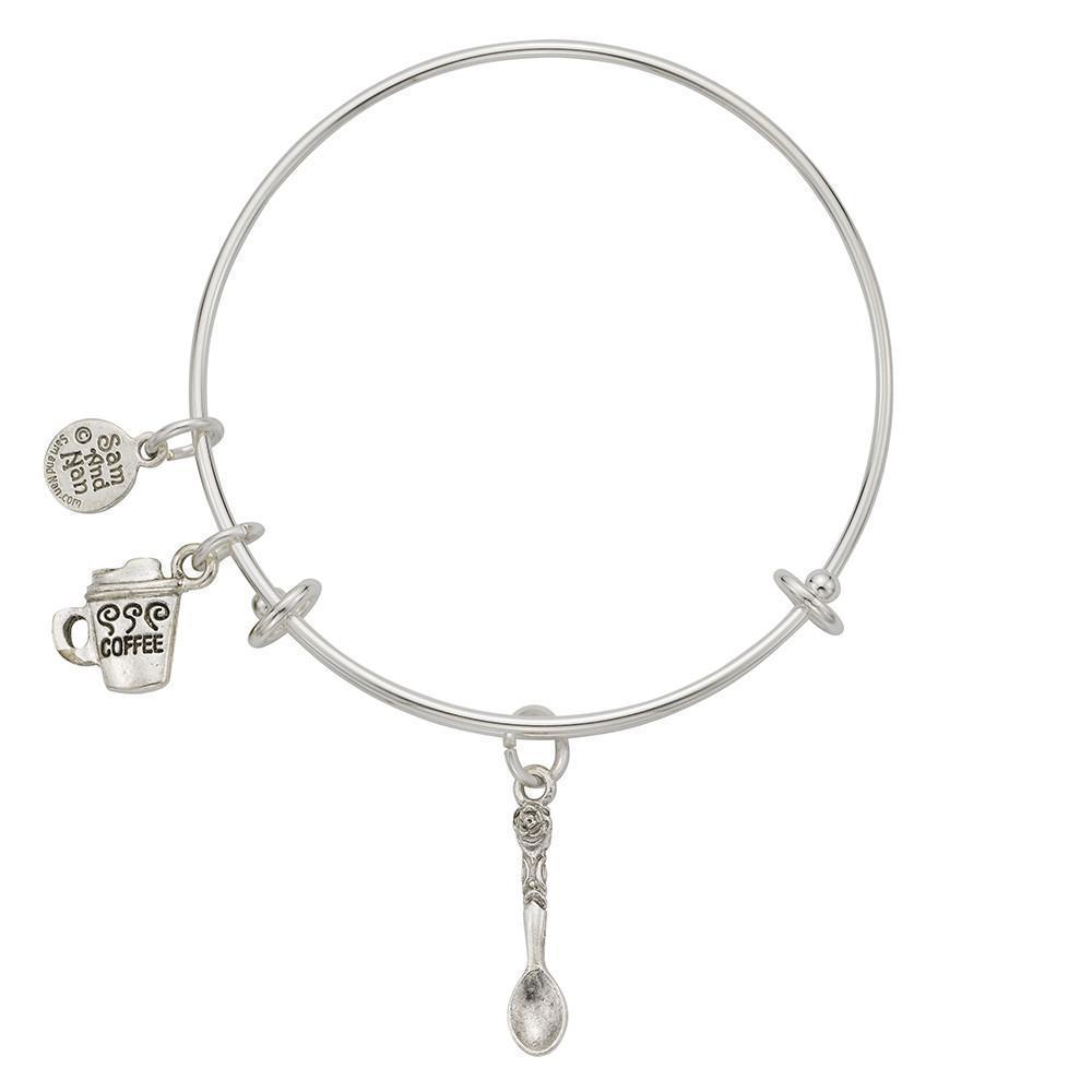 Teaspoon - Coffee Cup Charm Bangle Bracelet-Watchus