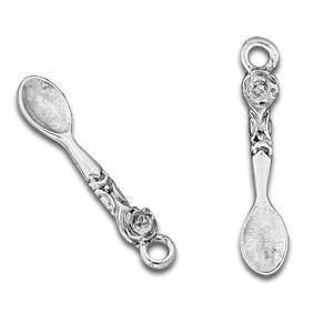Teaspoon With Rose 3D Silver Charm-Watchus