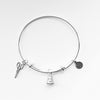 Thimble Scissor Silver Charm Bangle Bracelet-Watchus