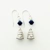 Thimble Silver Earrings with Blue Swarovski Crystals-Watchus