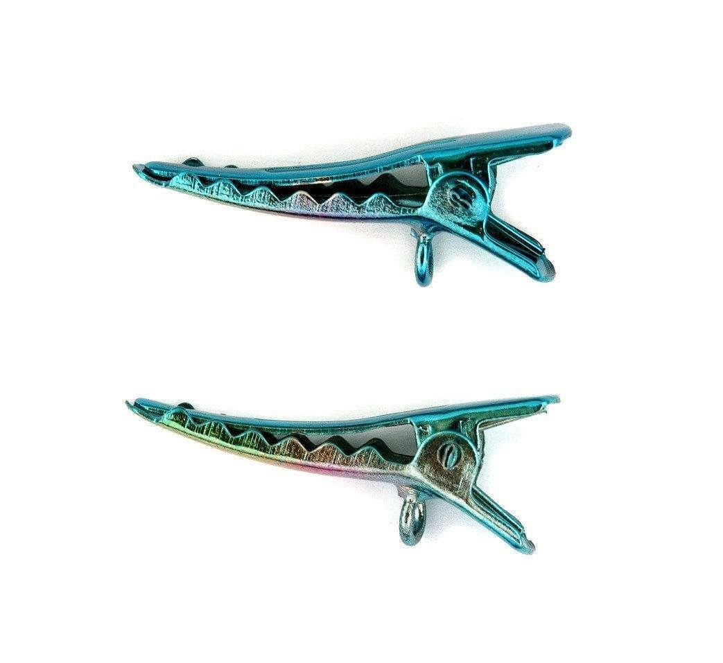 Titanium Alligator Hair Clips with Charm Loops - Pack of 2