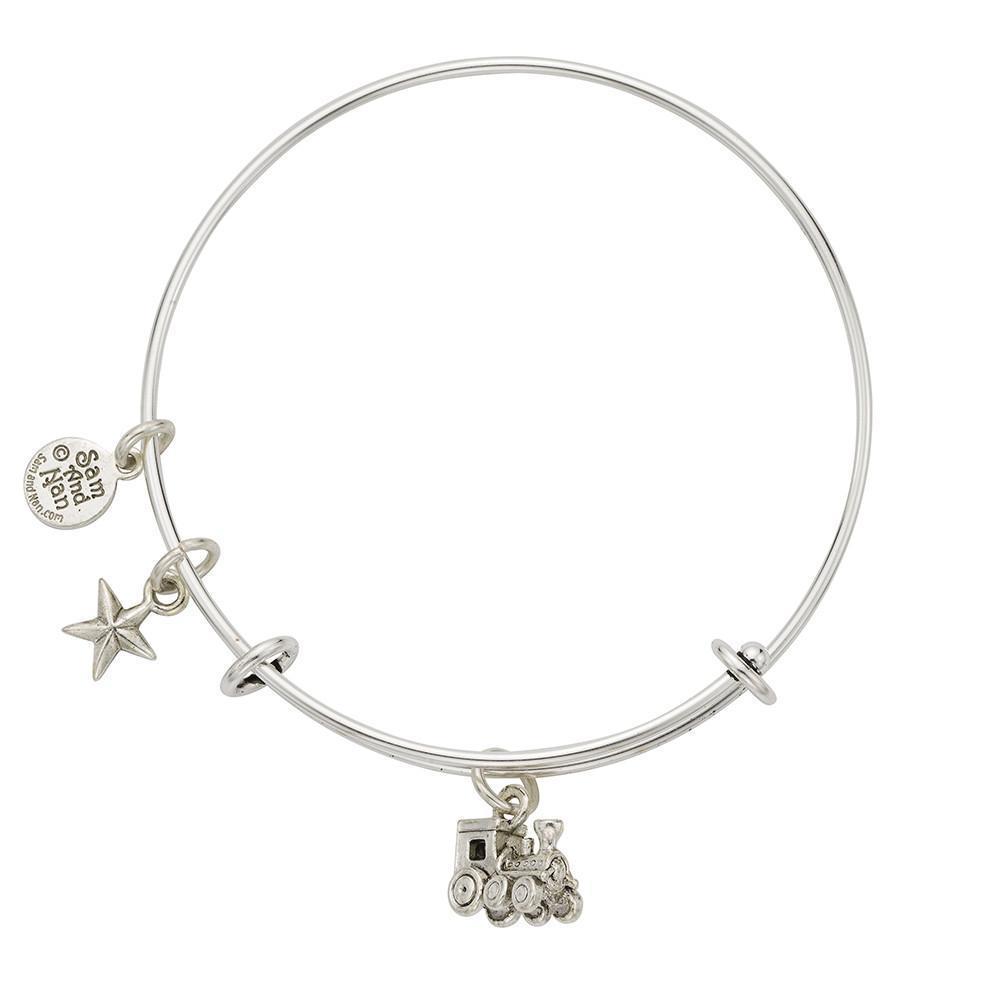 Train Star Charm Bangle Bracelet