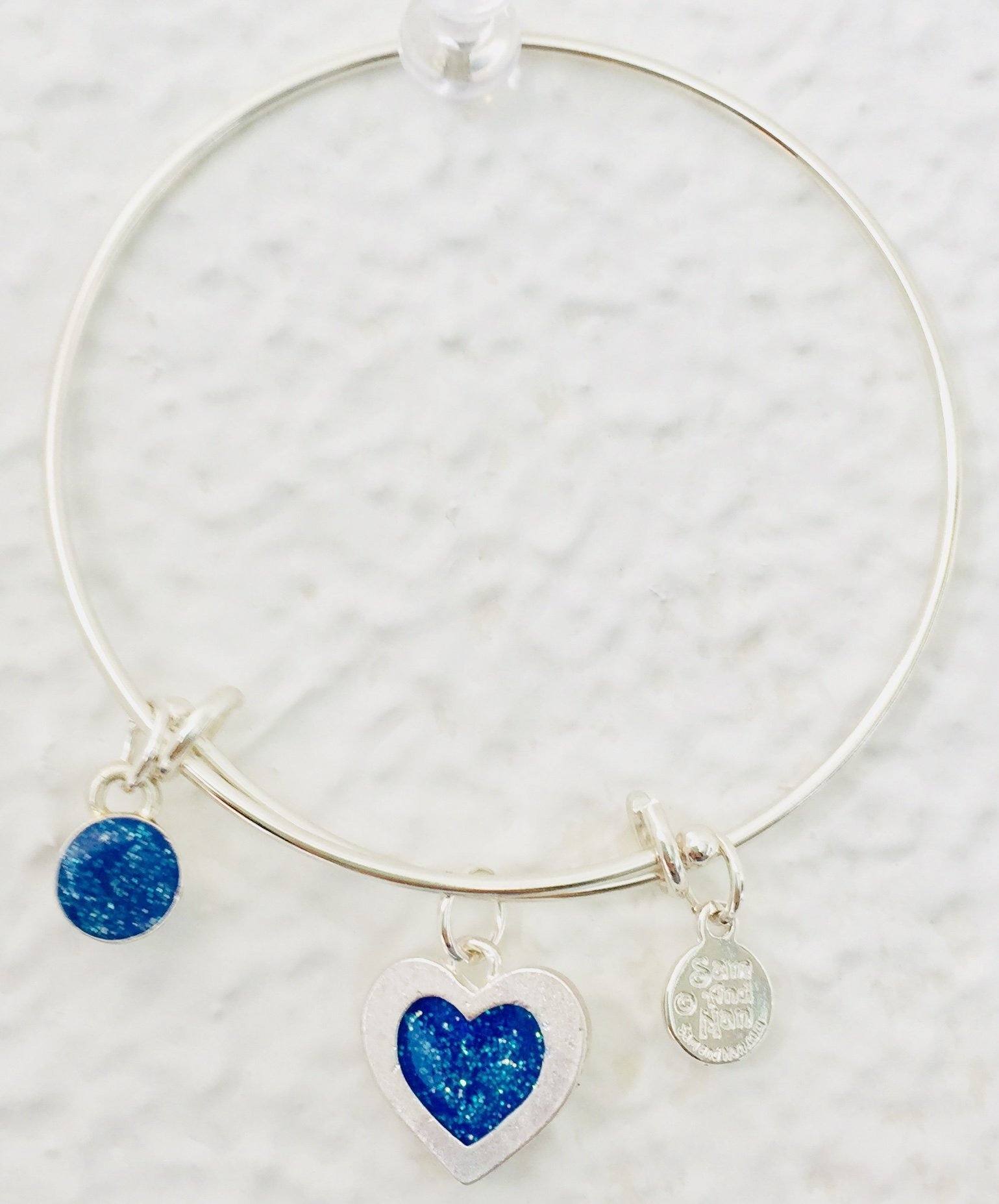 Valentine Blue Heart Bangle Bracelet-Watchus