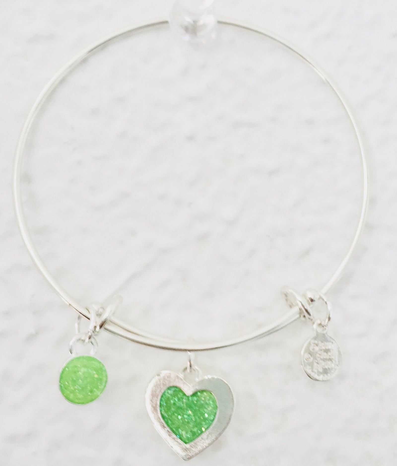 Valentine Green Heart Bangle Bracelet-Watchus
