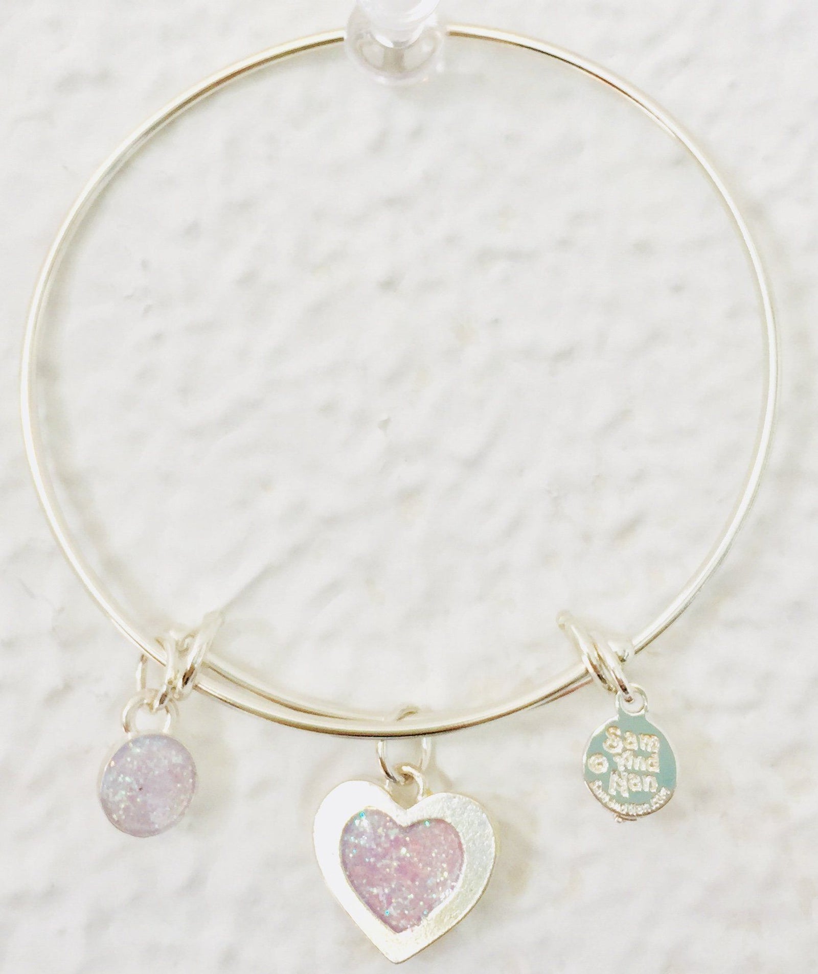 Valentine Light Pink Heart Bangle Bracelet-Watchus