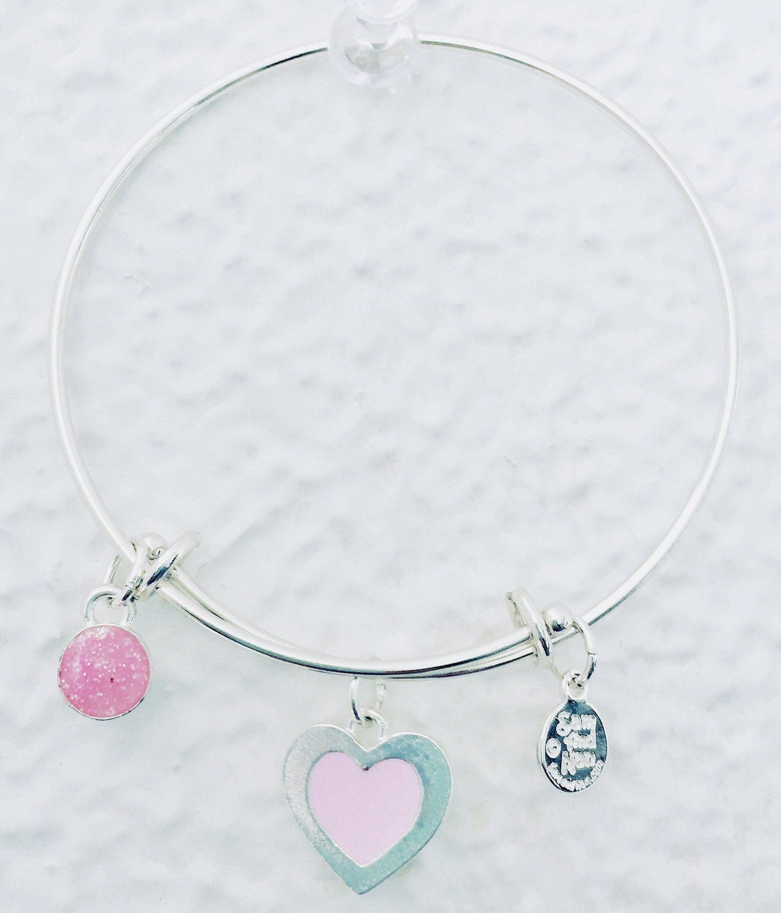 Valentine Pink Heart Bangle Bracelet-Watchus