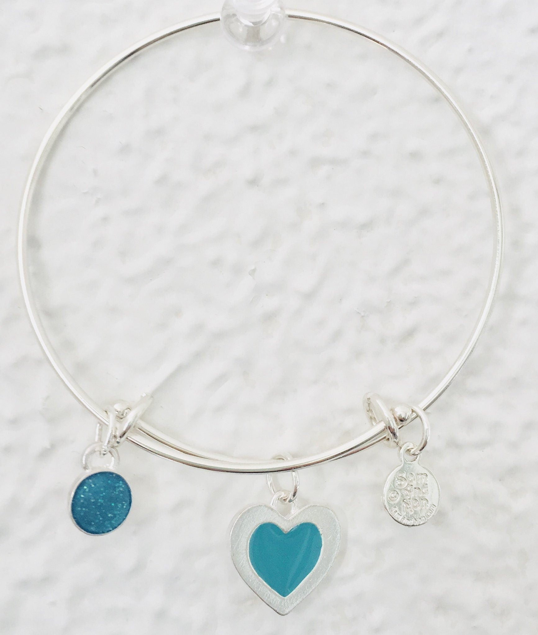 Valentine Turquoise Heart Bangle Bracelet-Watchus