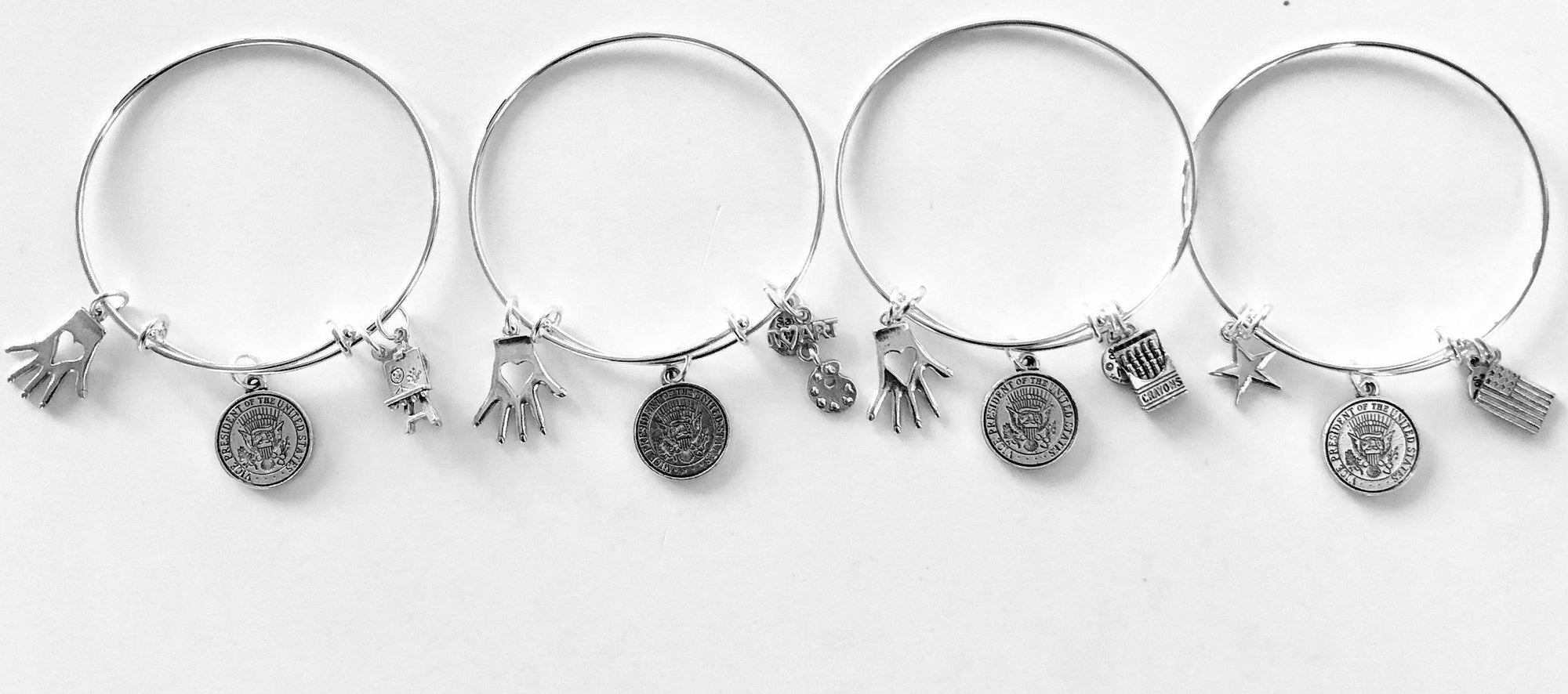 Vice Presidents Art Therapy and America Land That I Love Bangle Bracelet by Karen Pence - Set of Four-Watchus