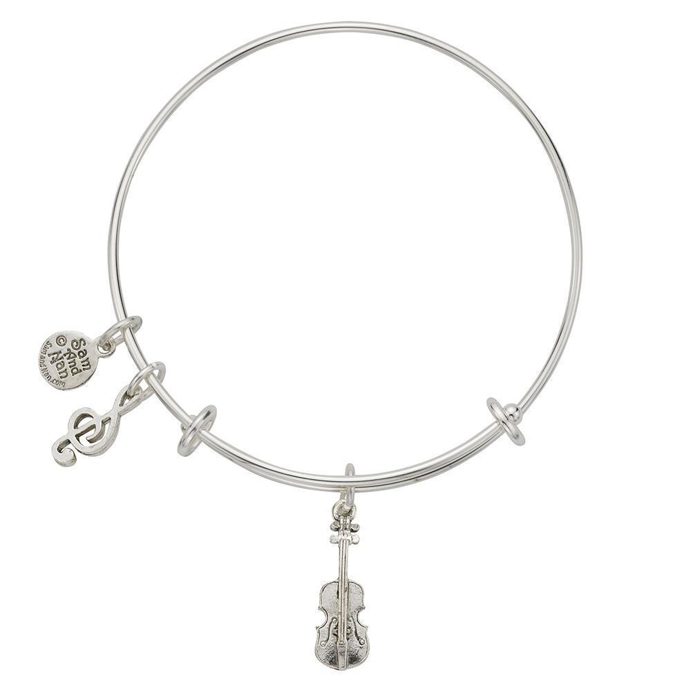 Violin Charm Bangle Bracelet-Watchus