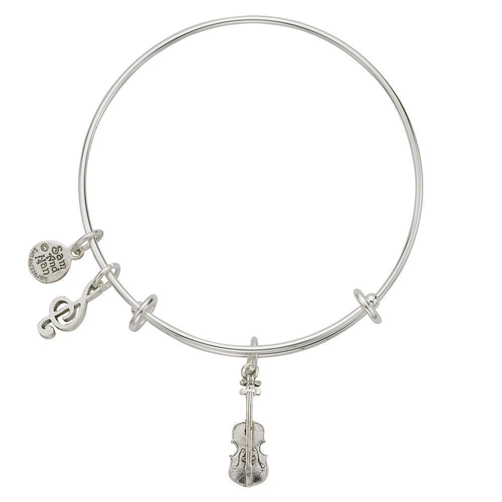 Violin Charm Bangle Bracelet