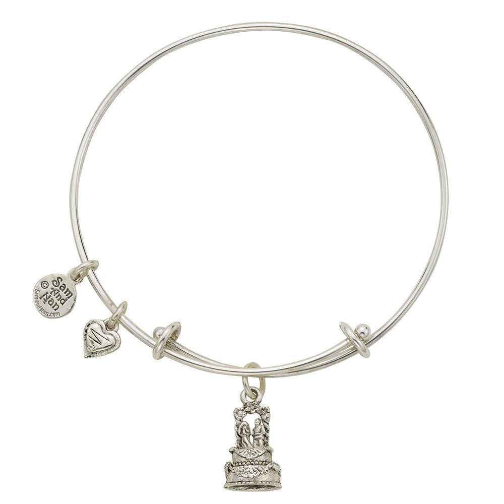 Wedding Cake Charm Bangle Bracelet